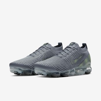 Nike Air VaporMax Flyknit 3 - Férfi Utcai Cipő - Szürke/Szürke/Zöld